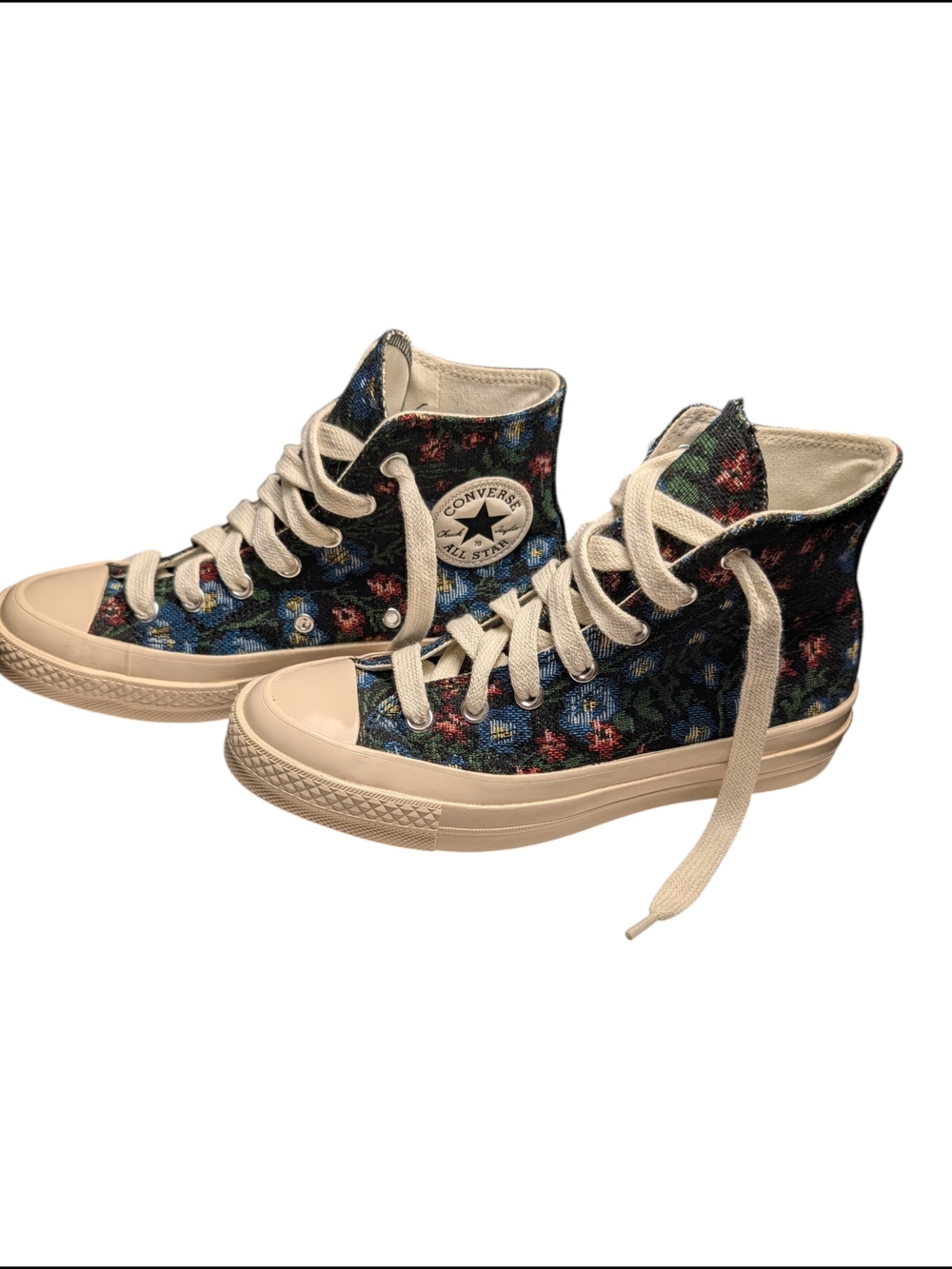 Converse Floral High Top Sneakers - Navy Blue & Cream